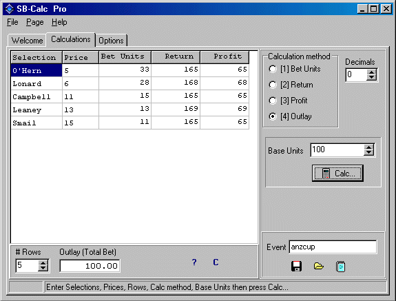 Sports Betting Calculator Screenshot